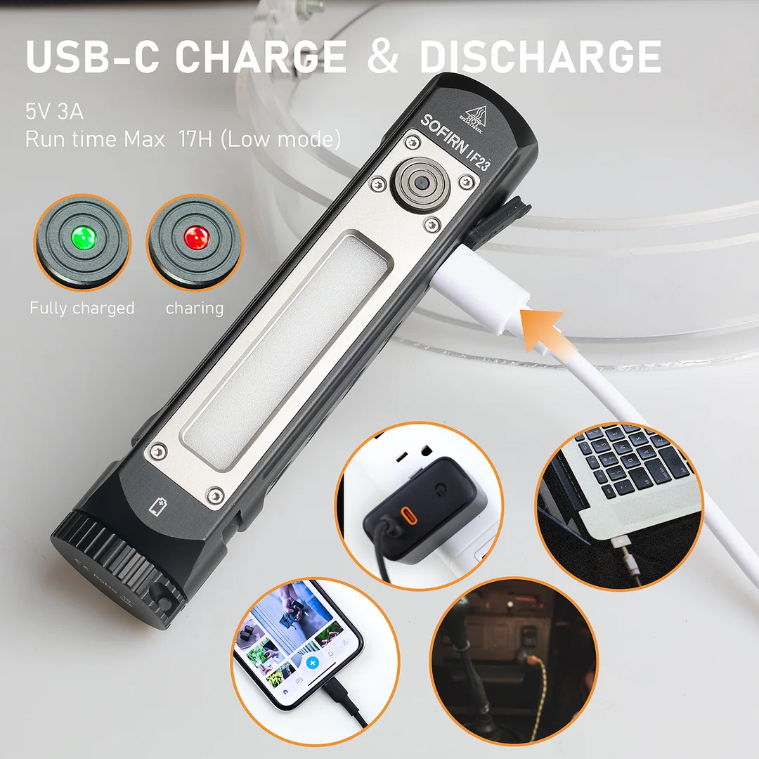 Nabíjecí multifunkční svítilna Sofirn IF23 s funkcí powerbanky, 4000 lumenů, s akumulátorem